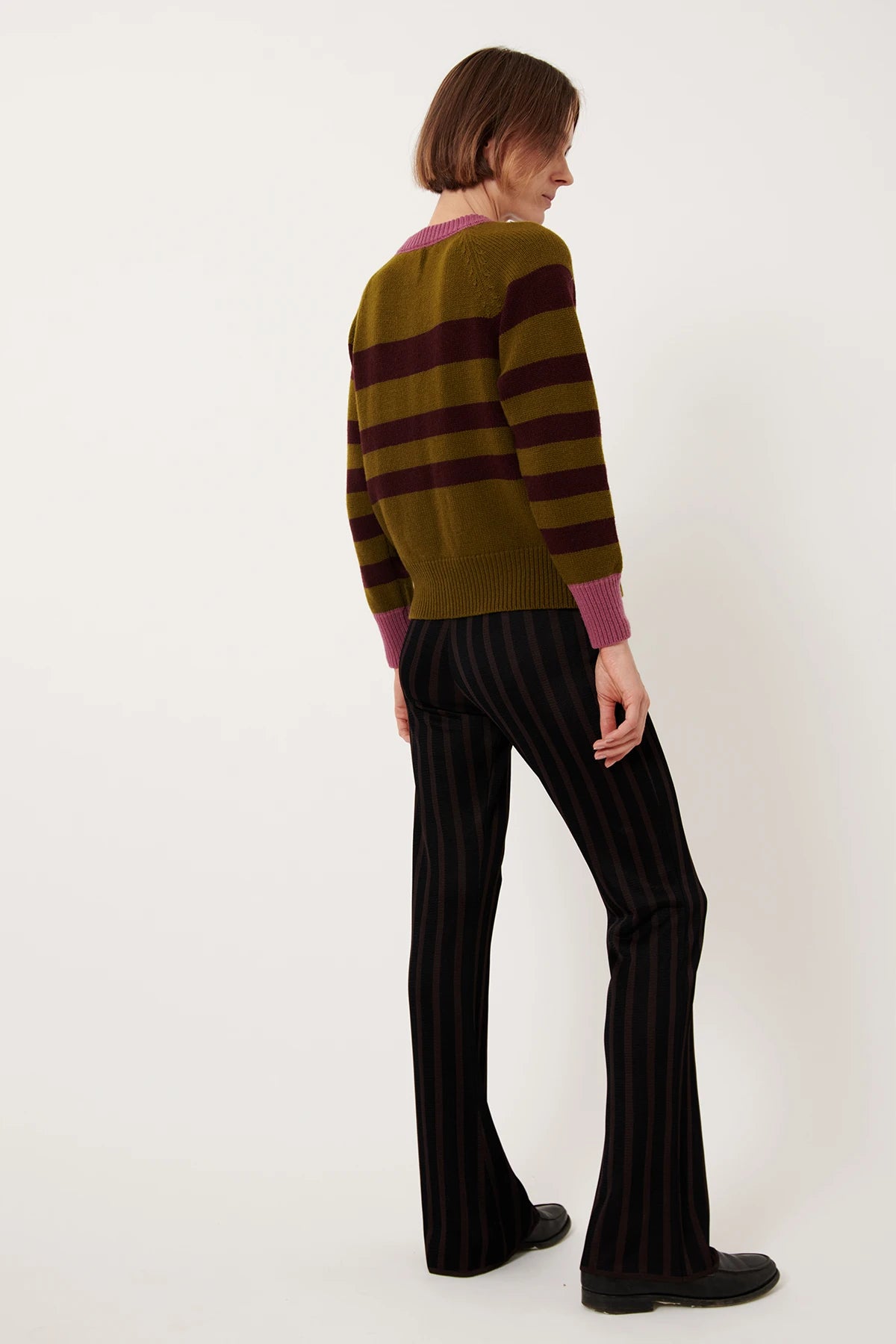 Deda Knitted Pants Striped Nero and Moca