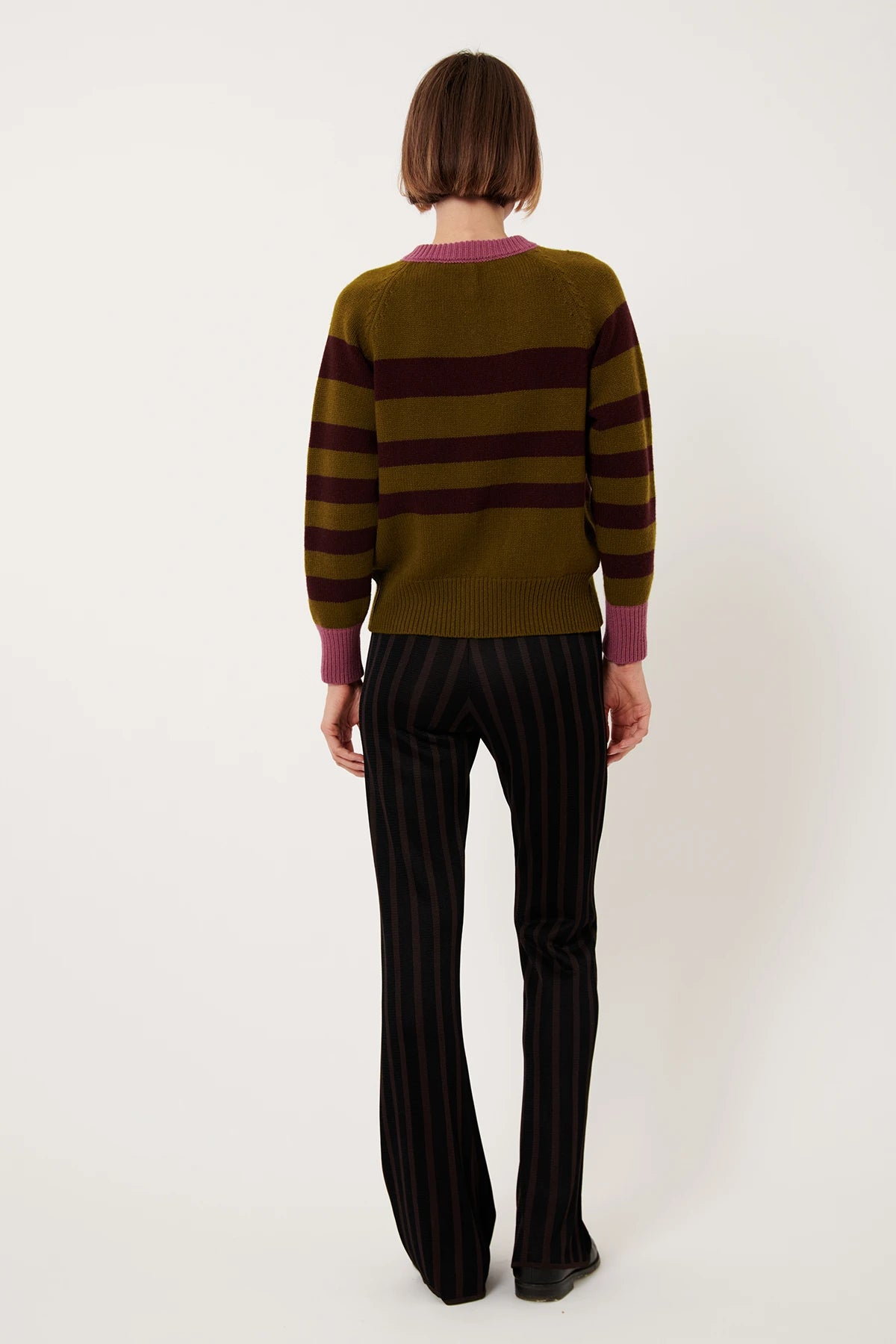 Deda Knitted Pants Striped Nero and Moca