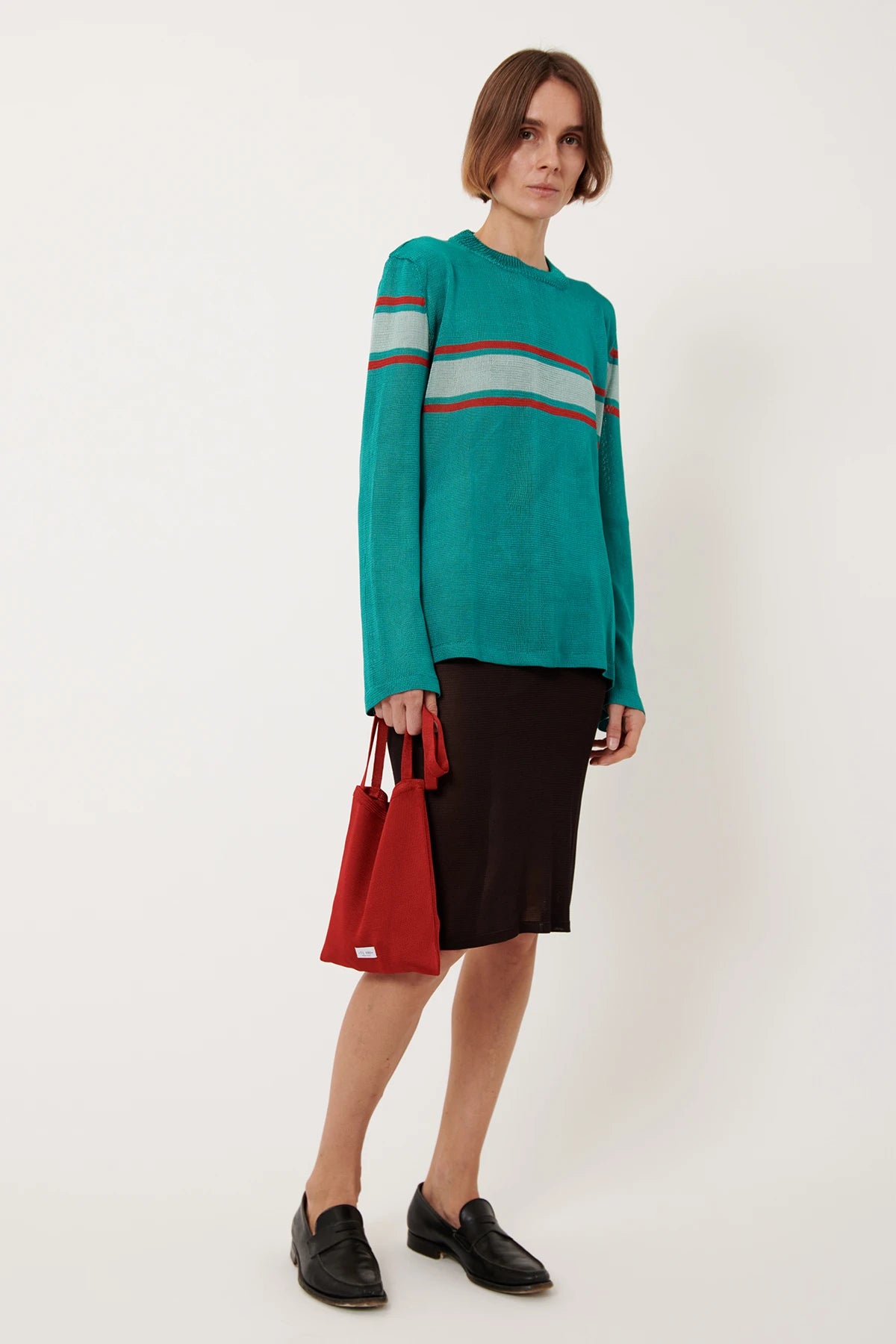 Doro Knitted Top Turchese and Rosso