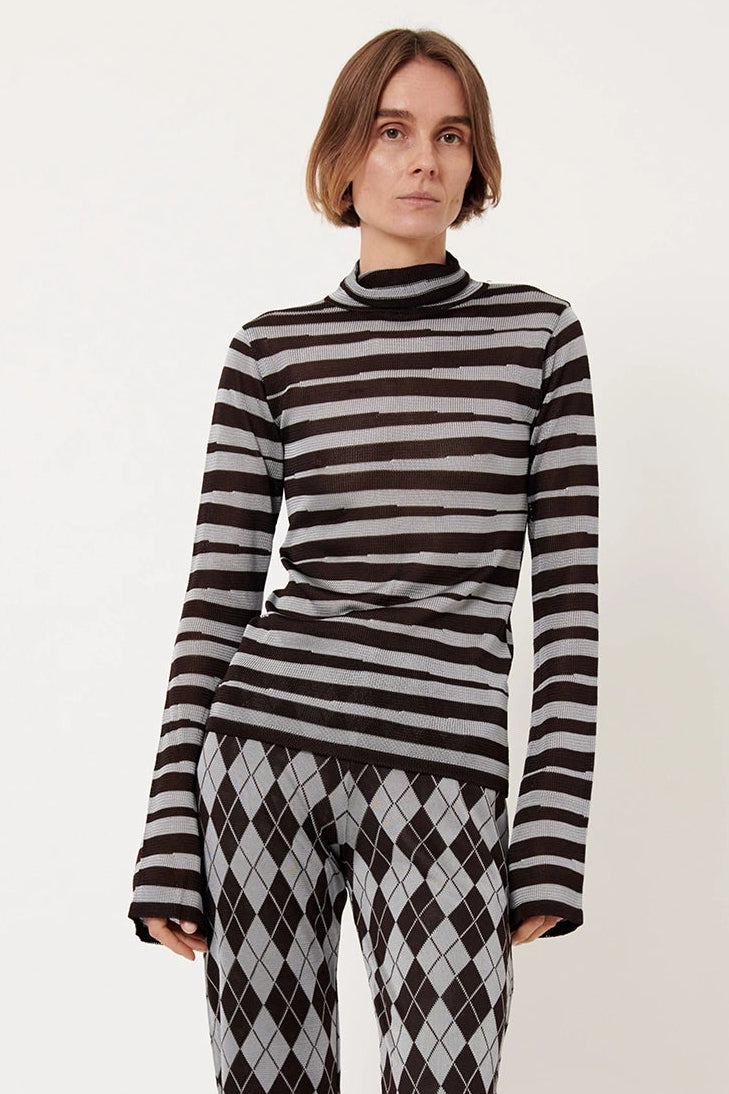 Edo Knitted Top Striped Grigio and Moca