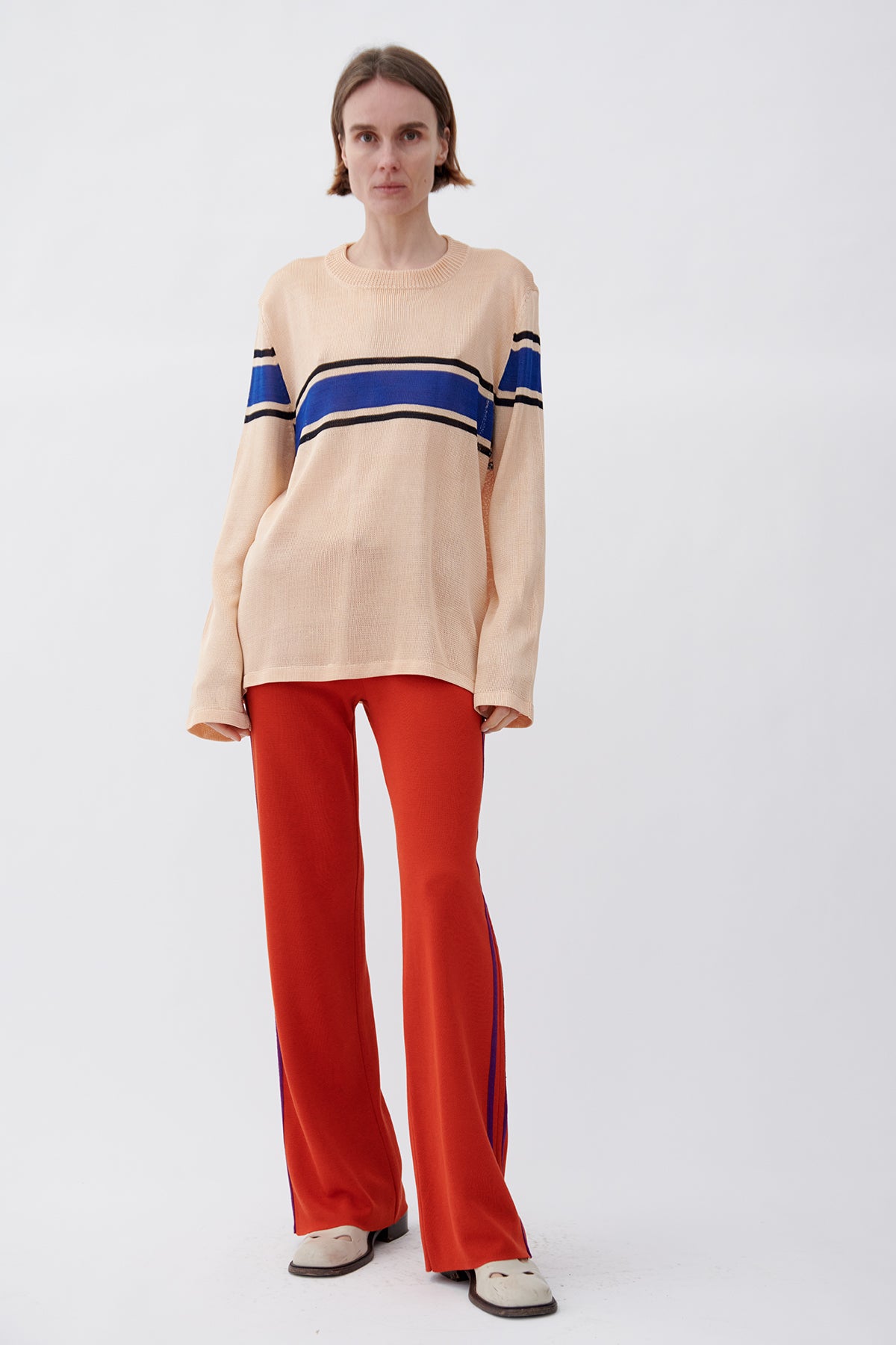 Doro Knitted Top Crema and Blu