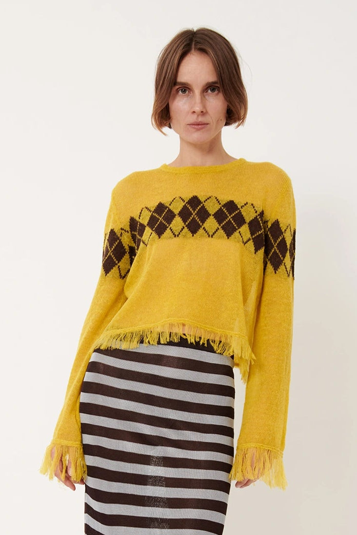 Leica Knitted Top Rombi Giallo and Castano
