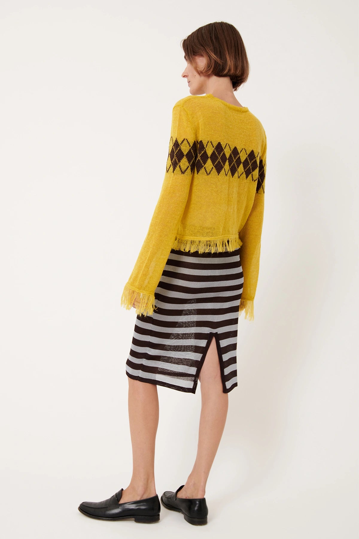 Leica Knitted Top Rombi Giallo and Castano