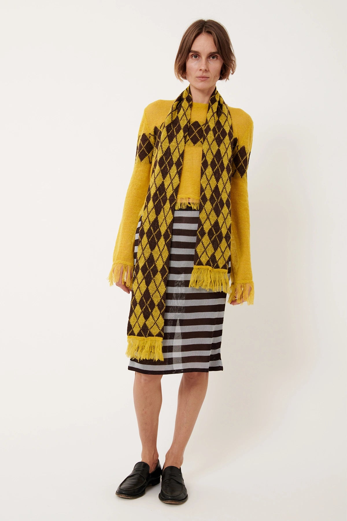 Leica Knitted Top Rombi Giallo and Castano
