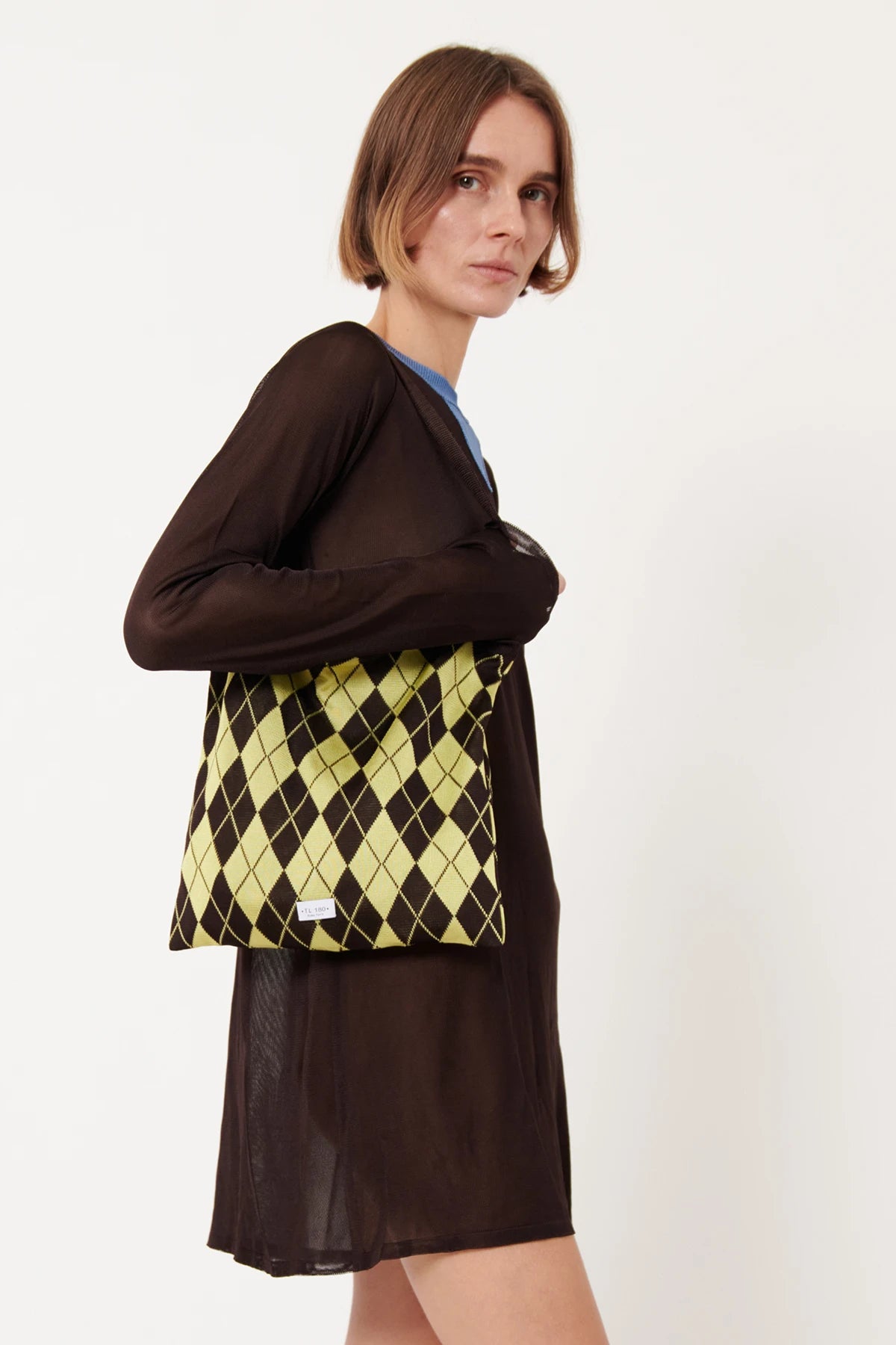 Lola Grande Knitted Bag Moca and Lime