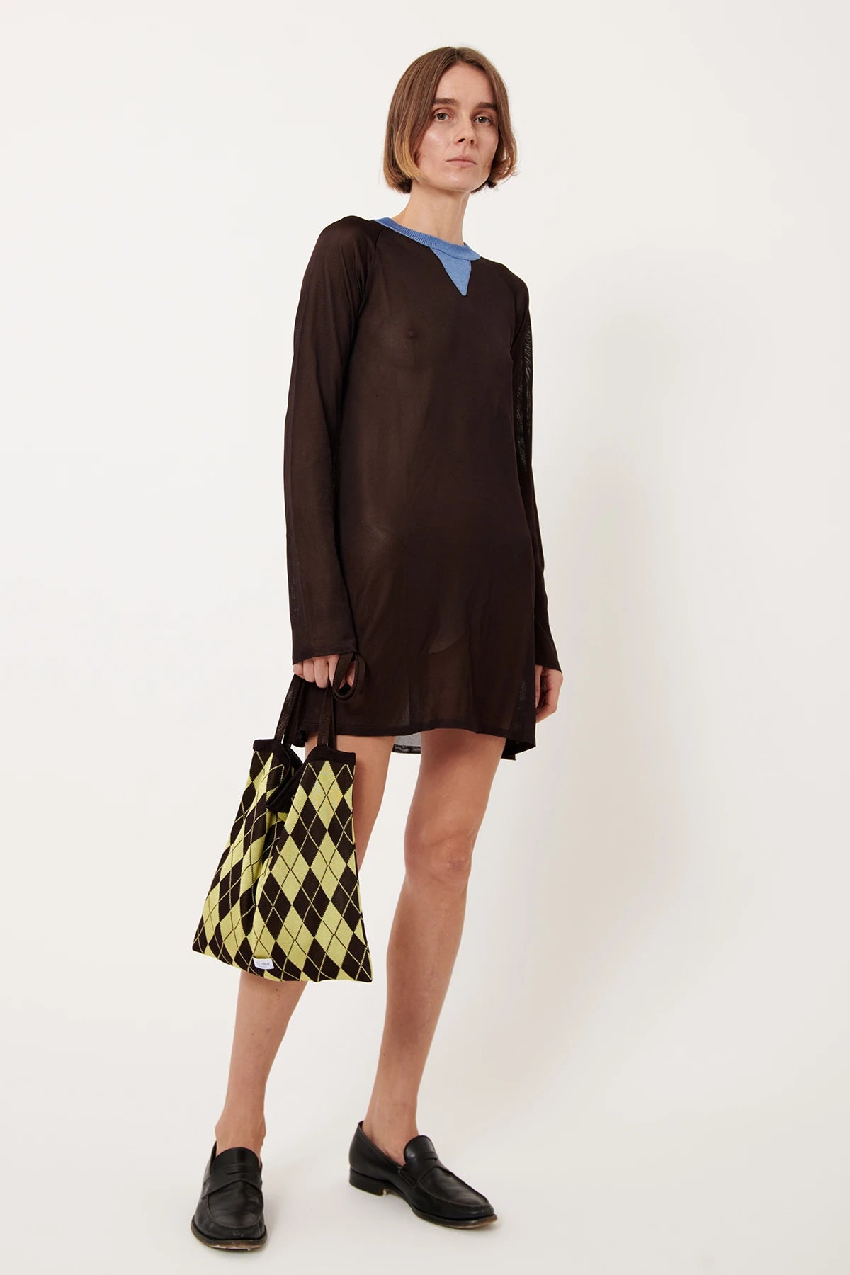 Lola Grande Knitted Bag Moca and Lime