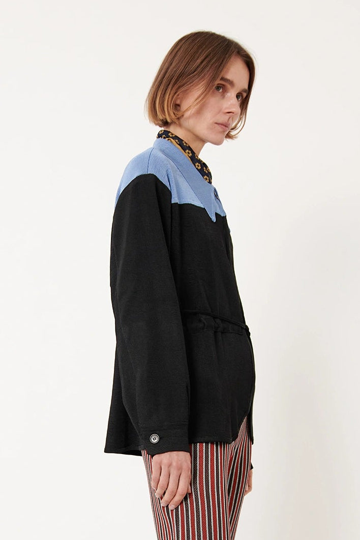 Lucino Knitted Jacket Nero and Azzurro