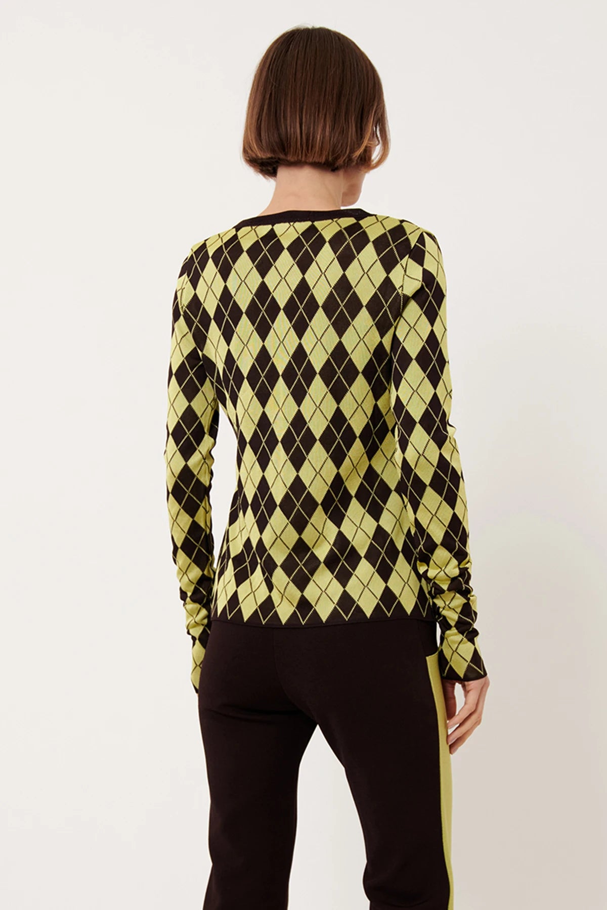 Lunes Knitted Cardigan Rombi Moca and Lime
