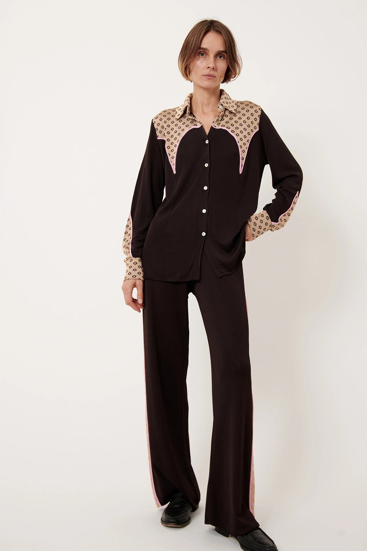 Monica Knitted Shirt Cioccolato and Sabbia