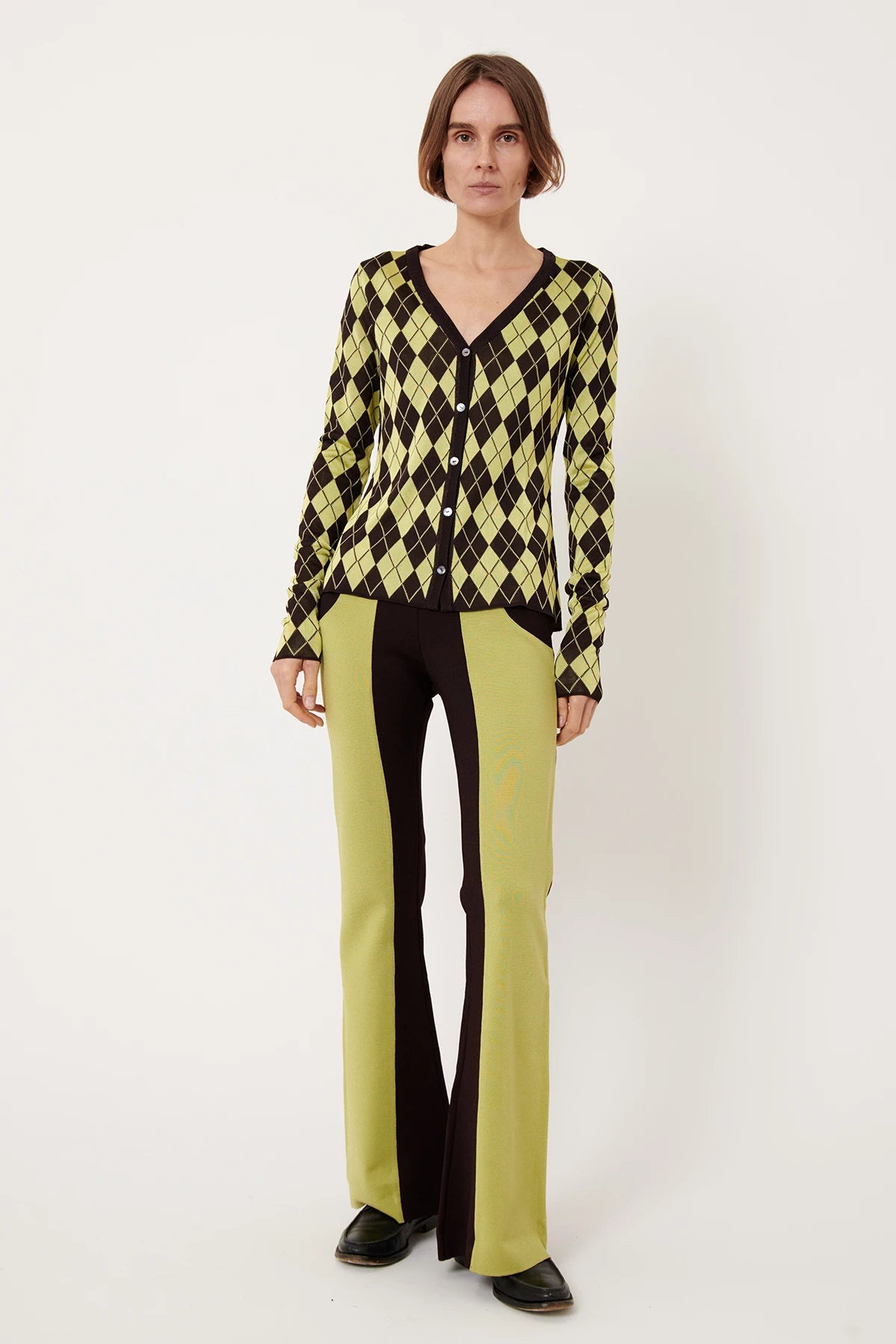 Tullio Knitted Pants Lime and Moca