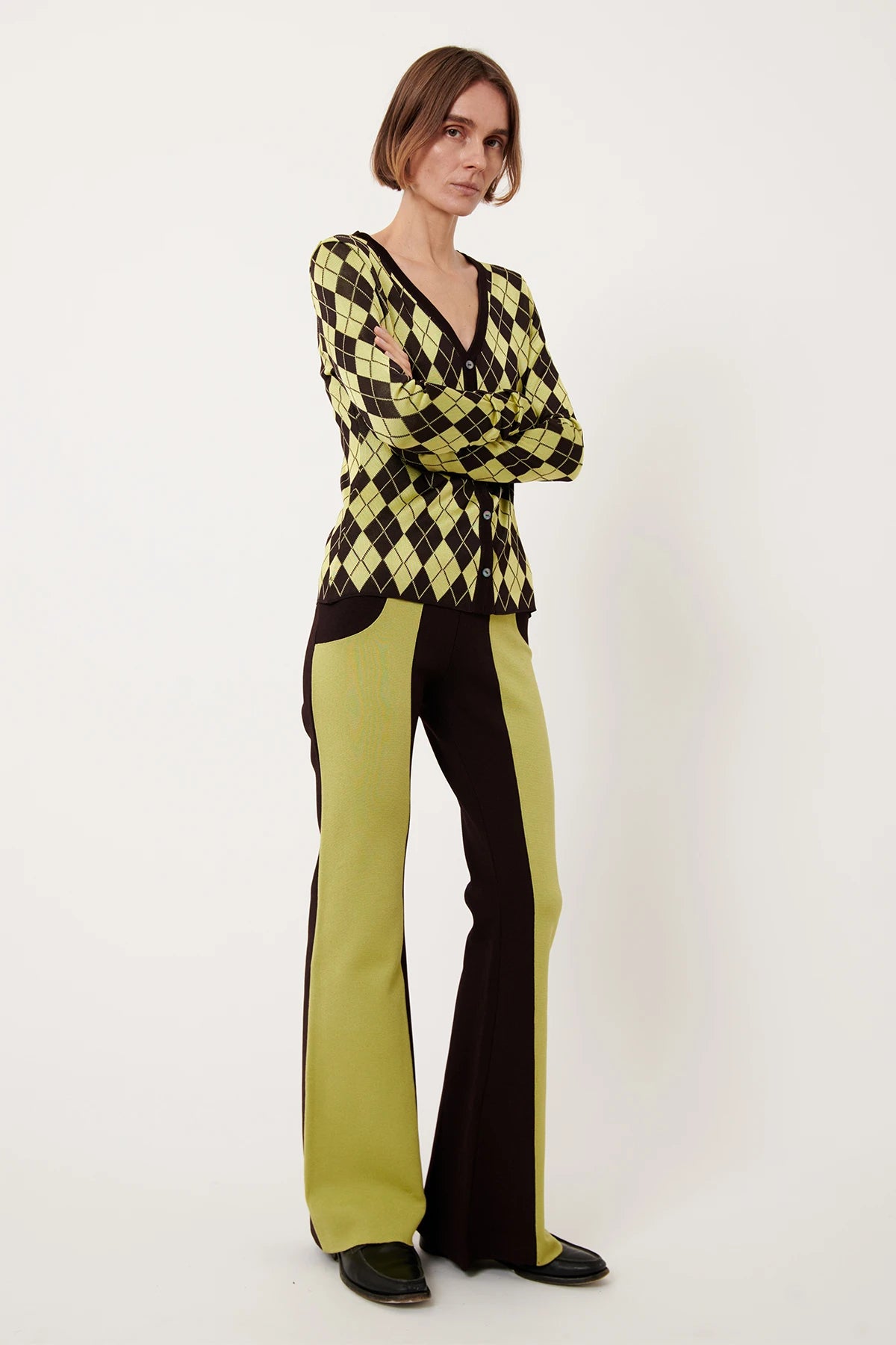 Tullio Knitted Pants Lime and Moca