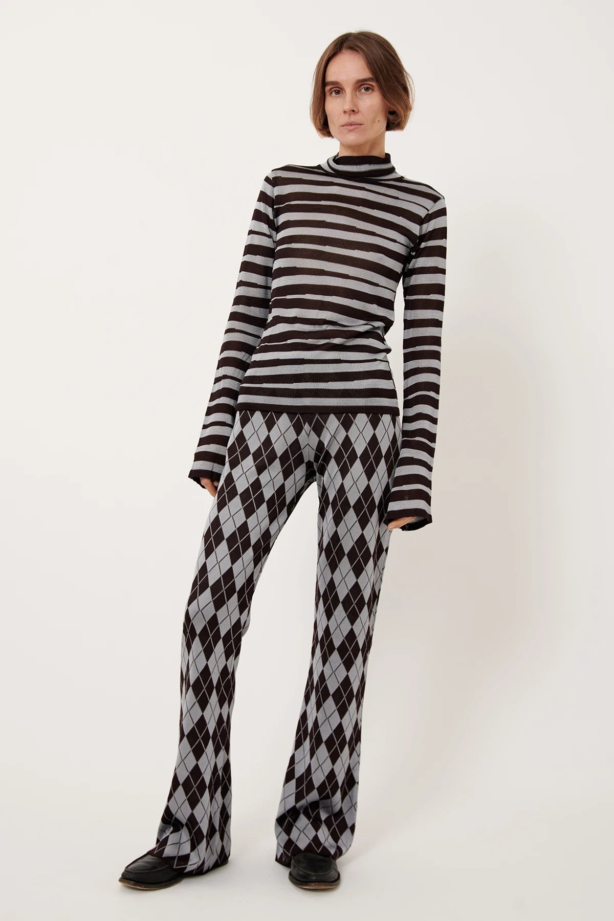 Vasco Knitted Pants Rombi Grigio and Moca