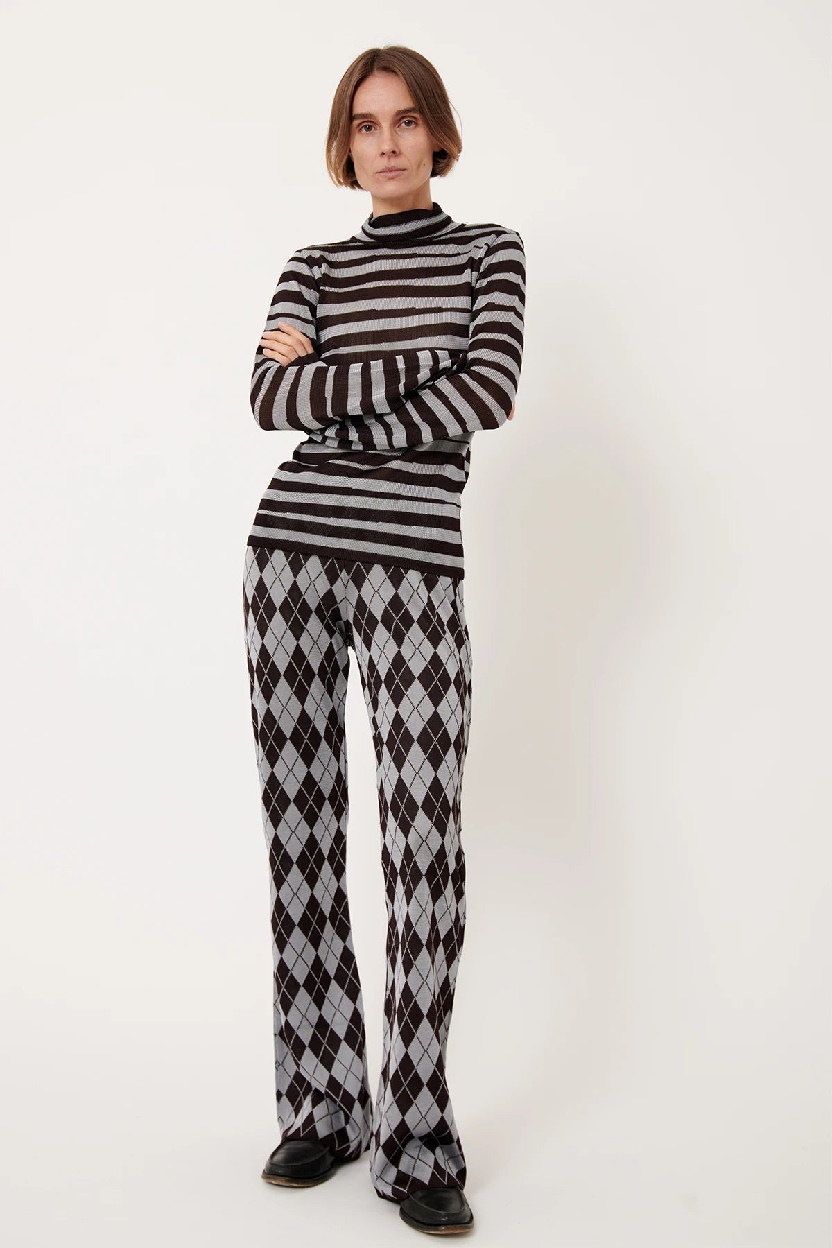Vasco Knitted Pants Rombi Grigio and Moca