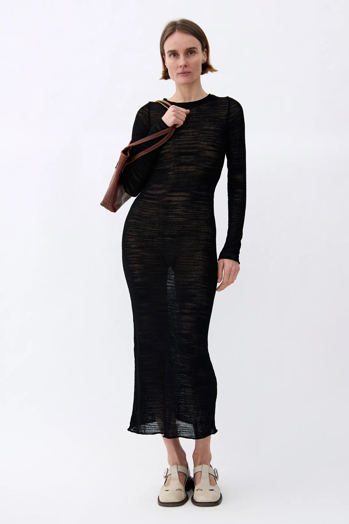 Ambra Knitted Long Dress Nero
