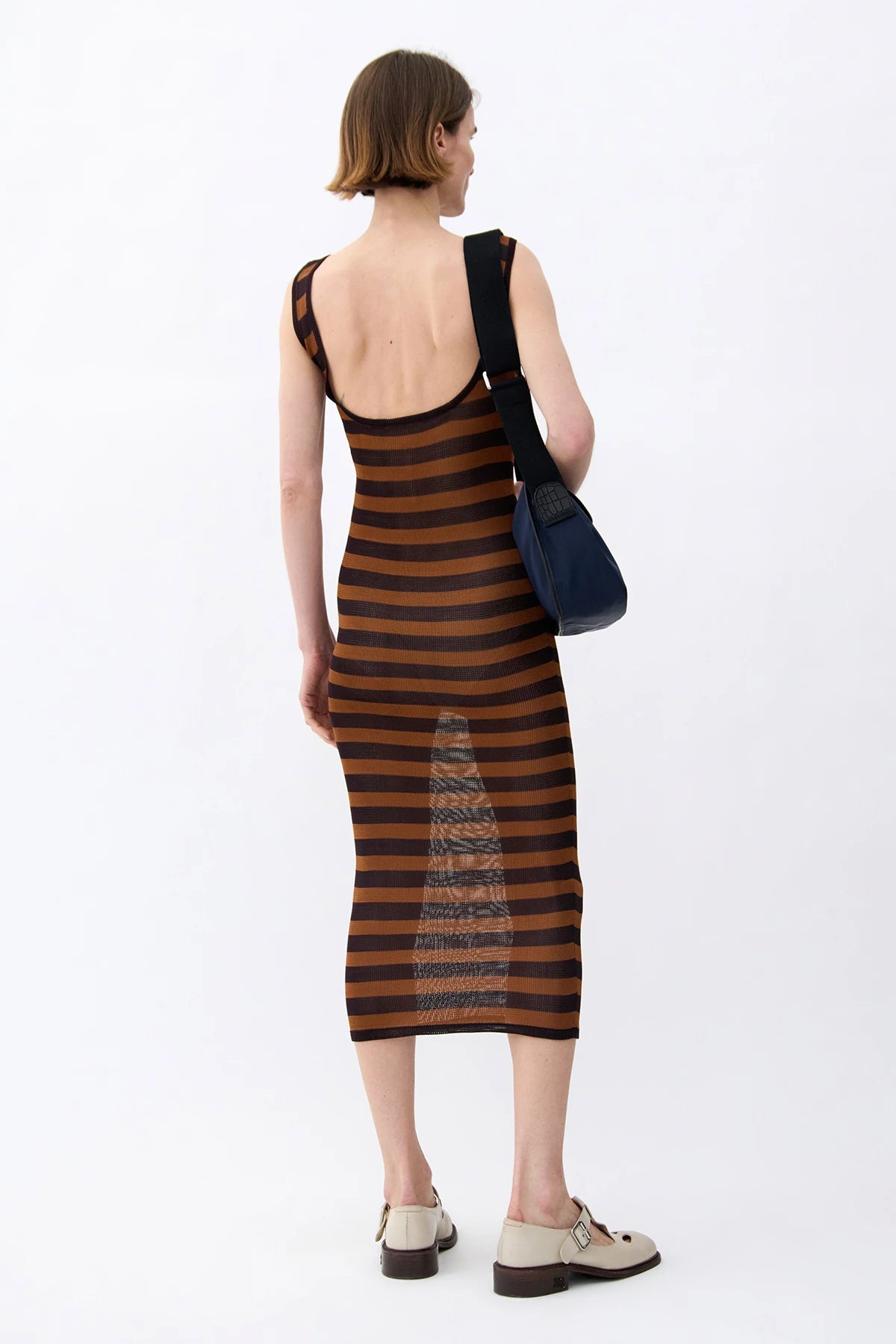Amore Knitted Dress Stripped Moca and Caramello