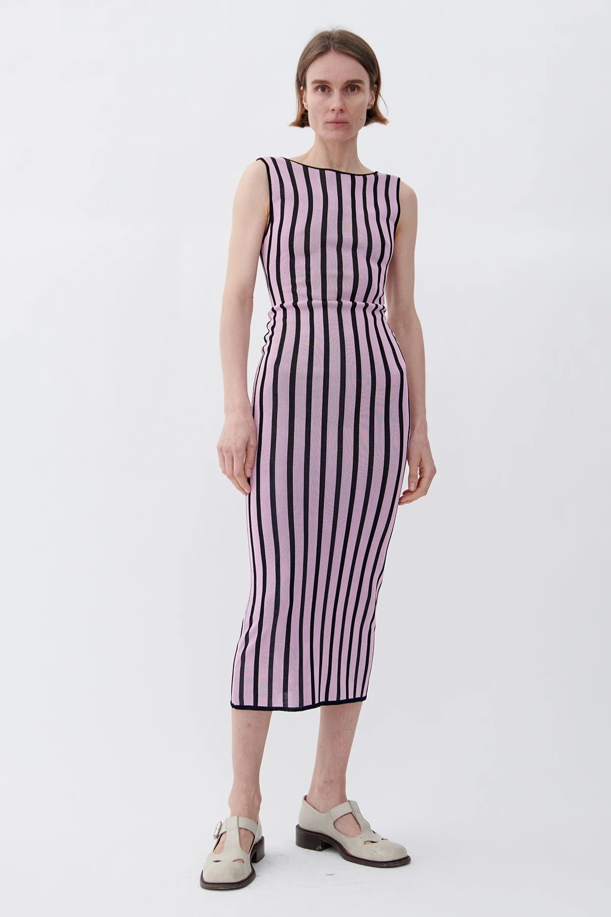 Amore Knitted Dress Striped Rosa and Nero