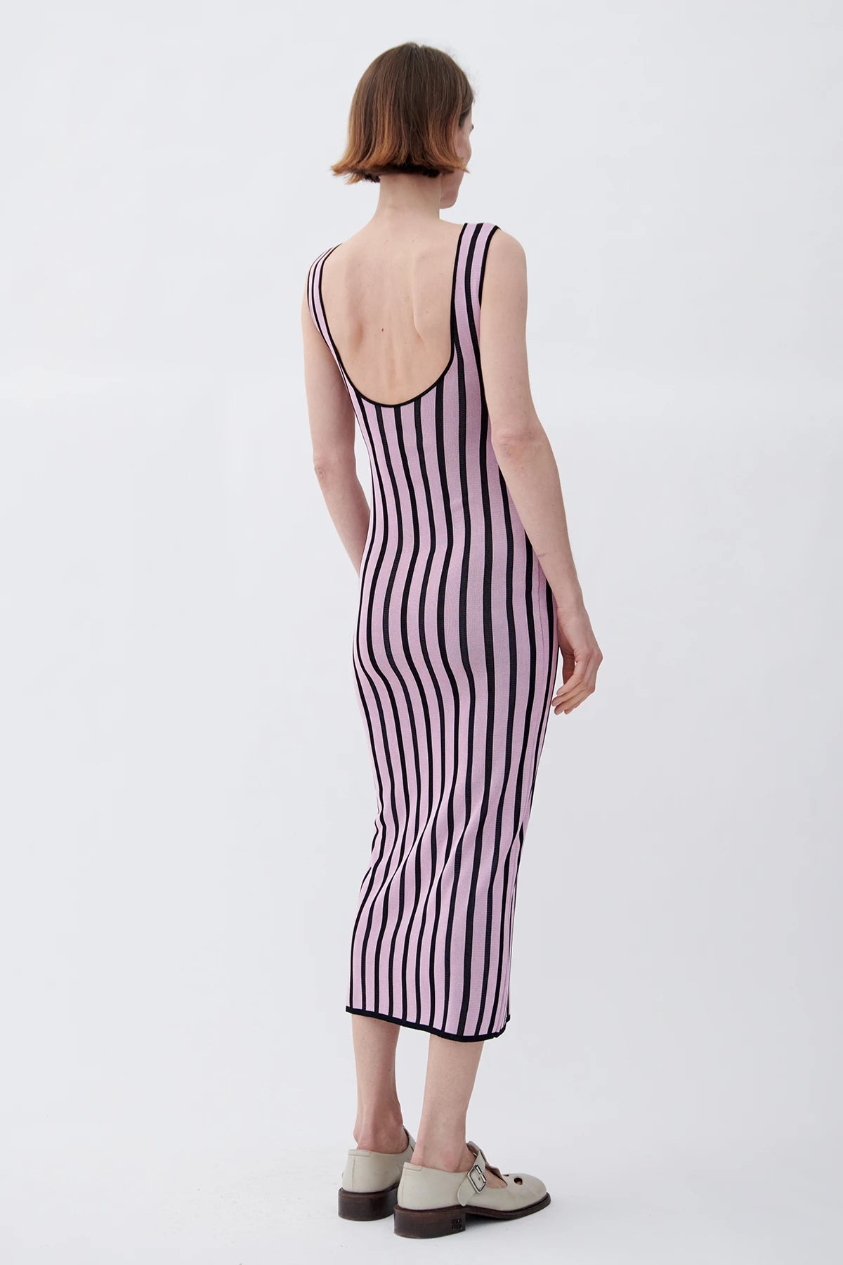 Amore Knitted Dress Striped Rosa and Nero