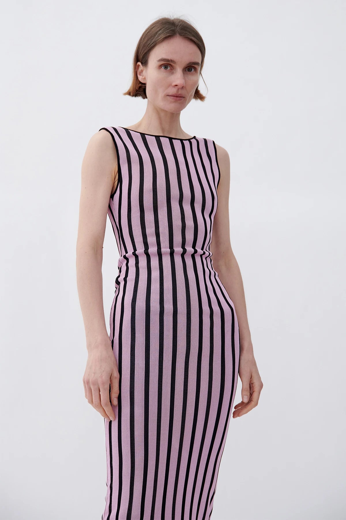 Amore Knitted Dress Striped Rosa and Nero