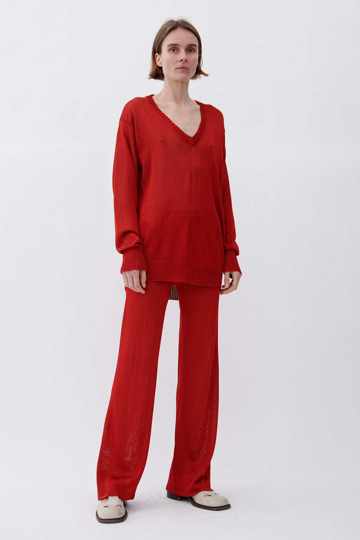 Bella Knitted Pants Rosso