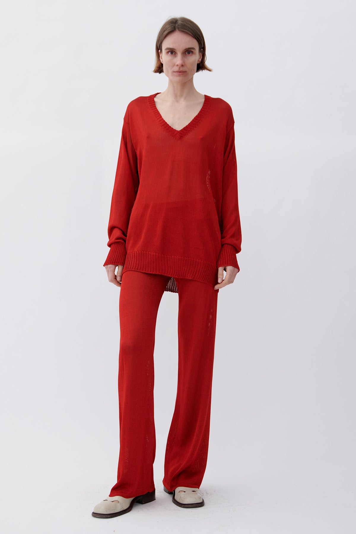 Bella Knitted Pants Rosso