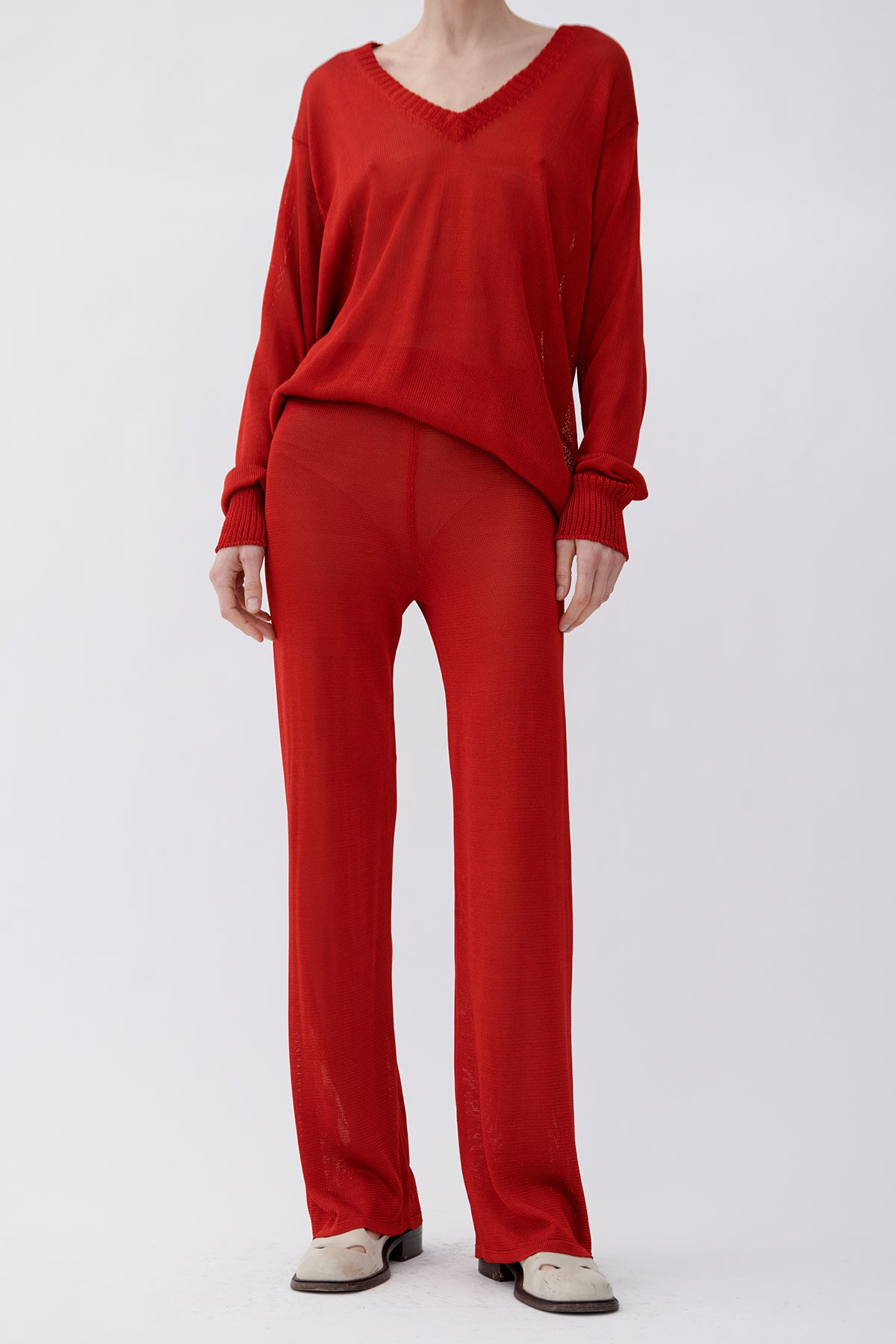 Bella Knitted Pants Rosso