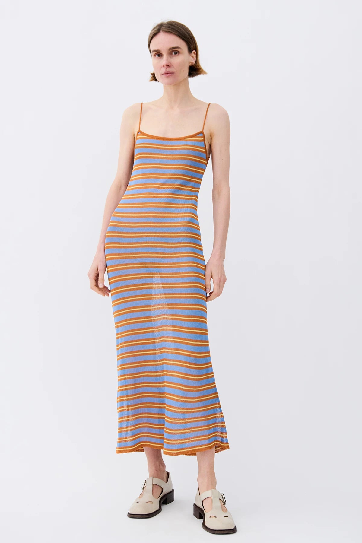 Bonnie Knitted Dress Striped Celeste and Caramello