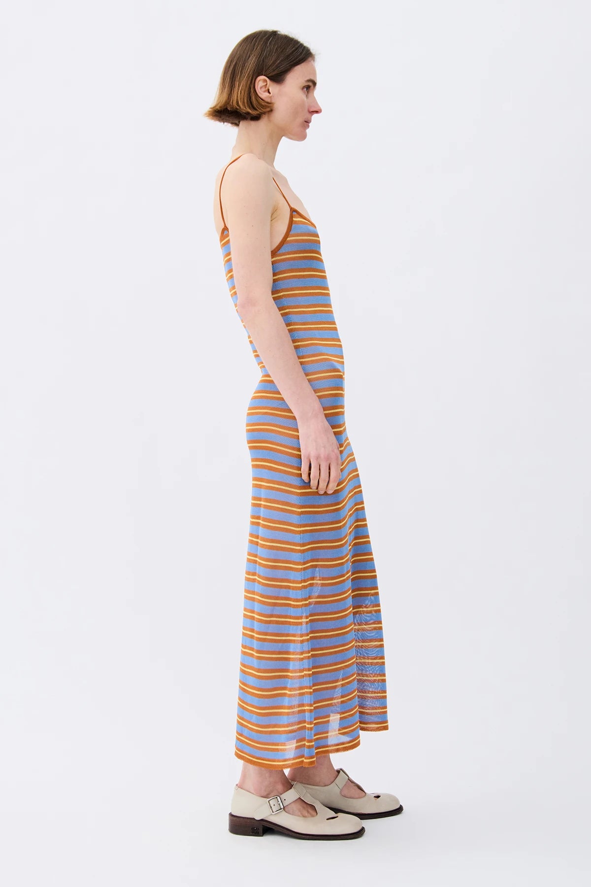 Bonnie Knitted Dress Striped Celeste and Caramello