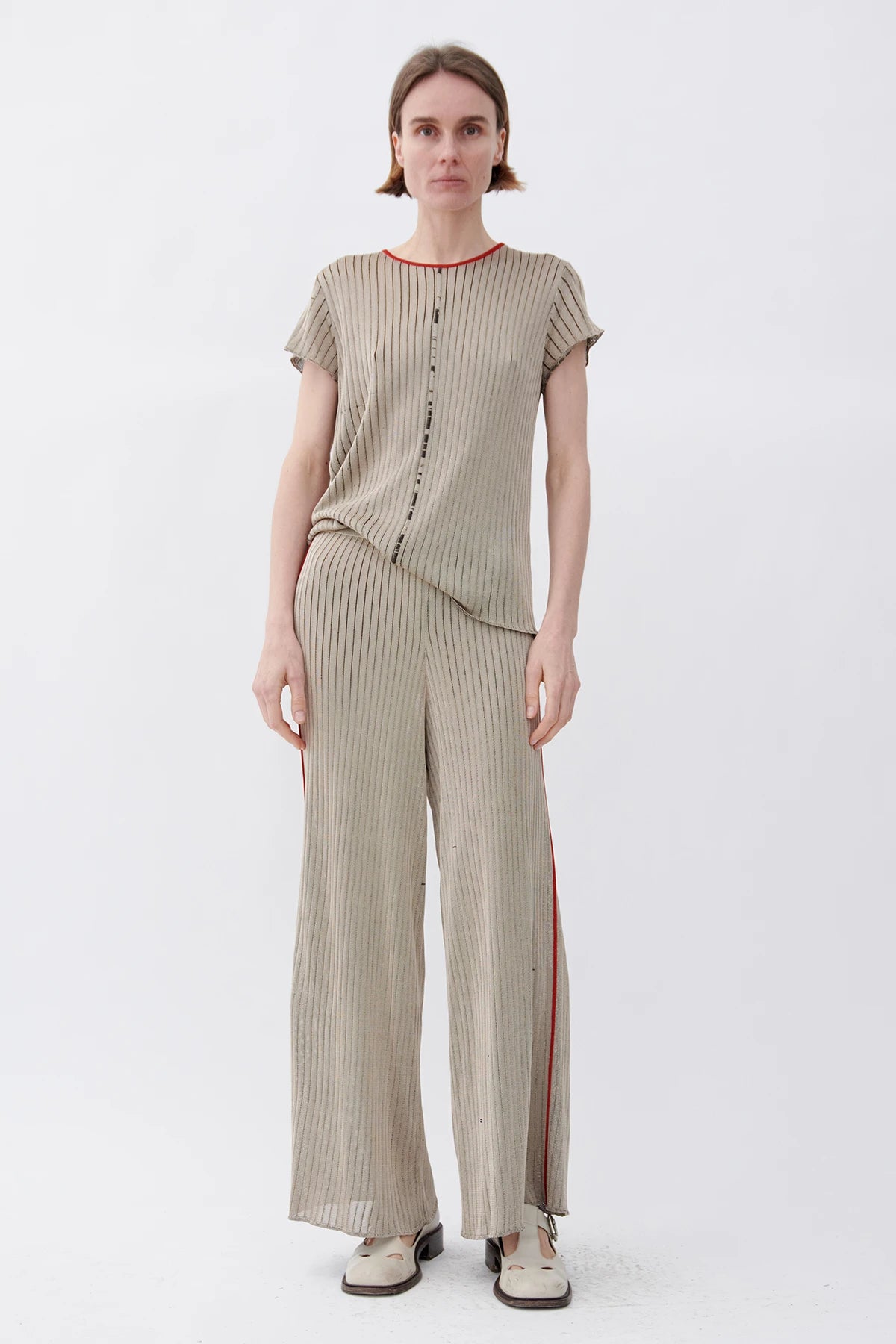 Clovis Knitted Top Ecru and Moca