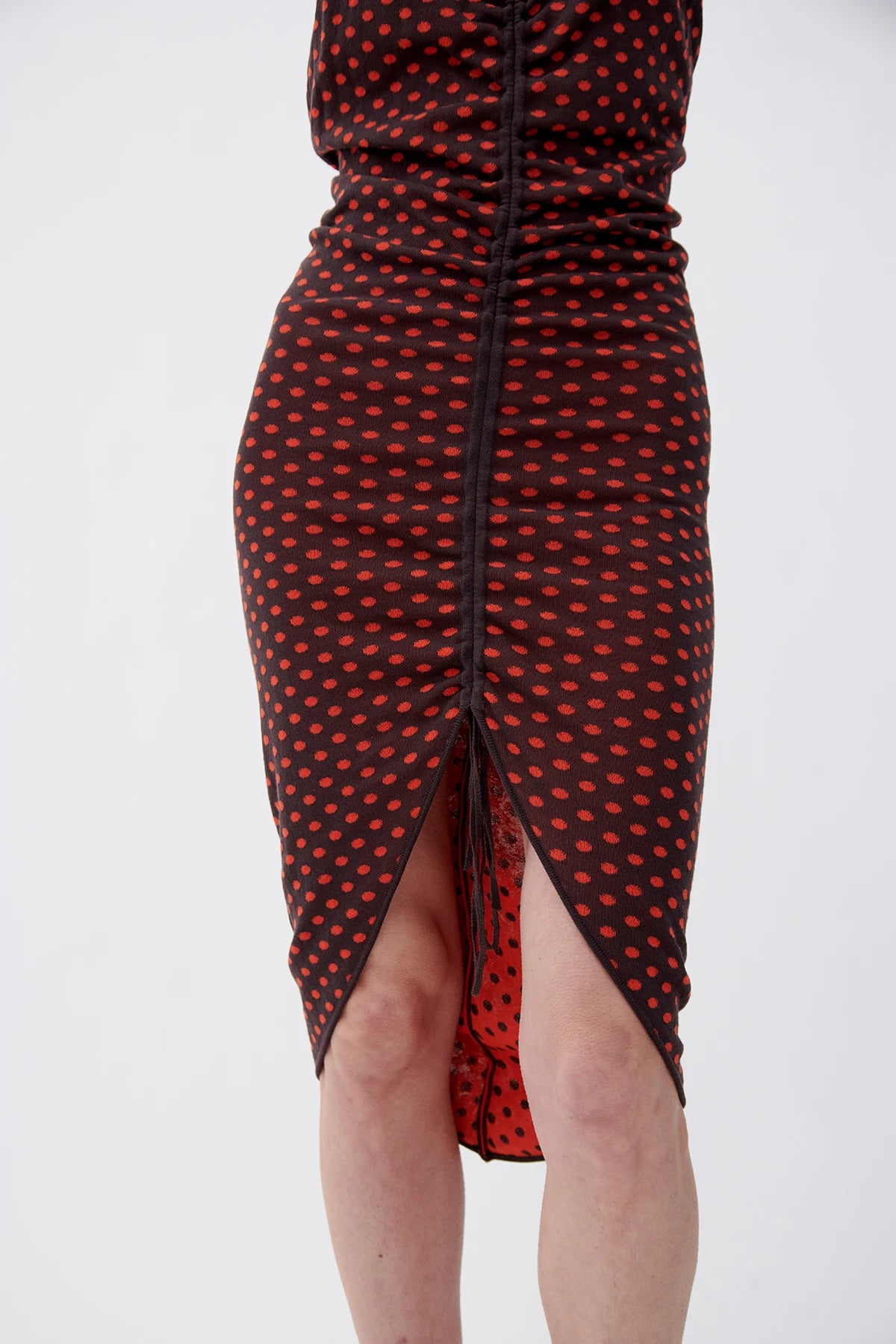 Ezra Knitted Dress Polka Dot Cioccolato and Rosso