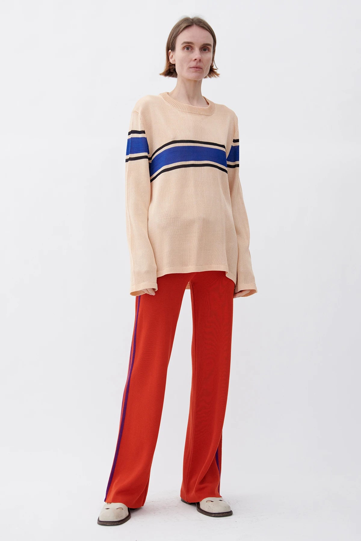 Ida Knitted Pants Rosso and Viola
