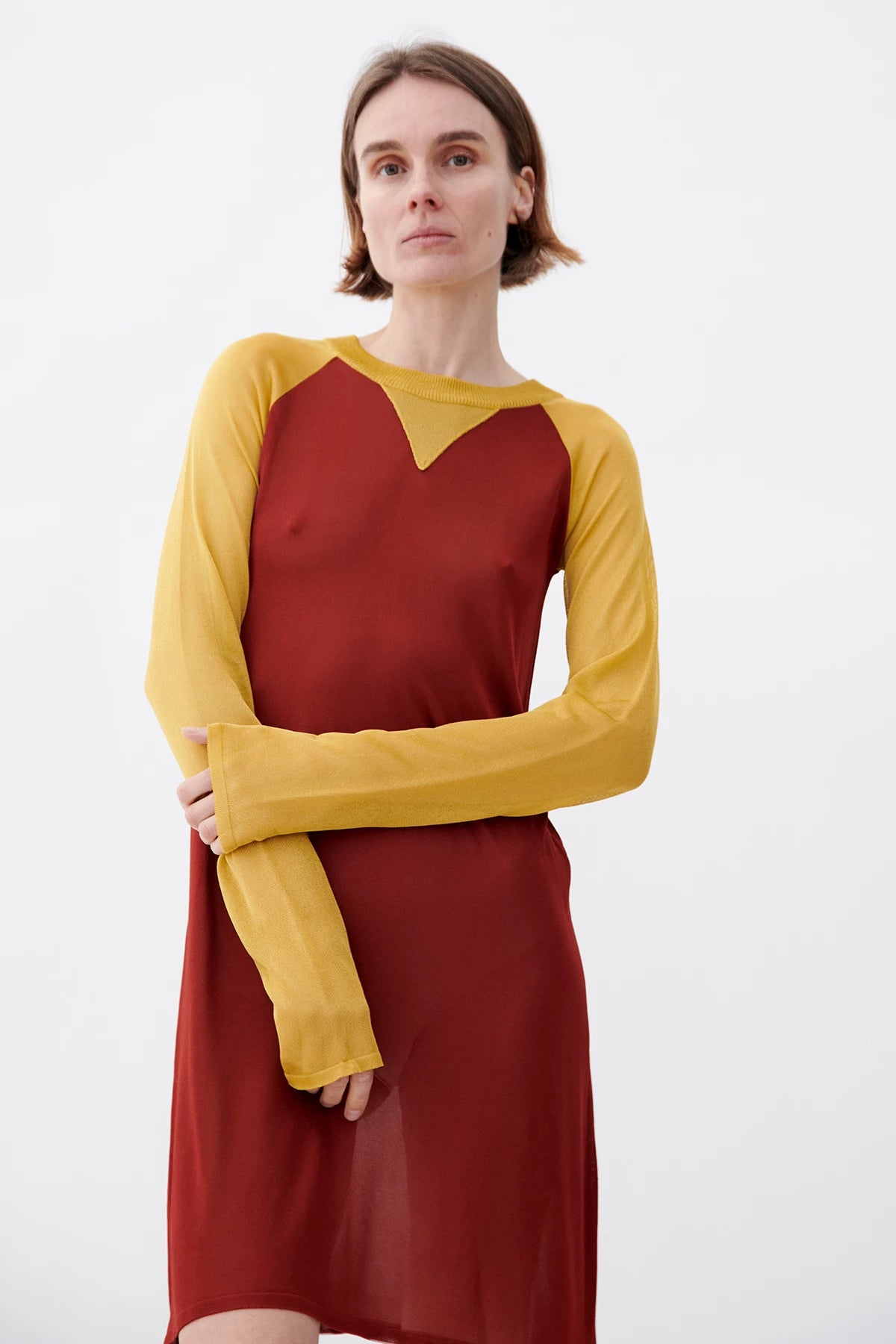 Jade Knited dress Ruggine and Senape