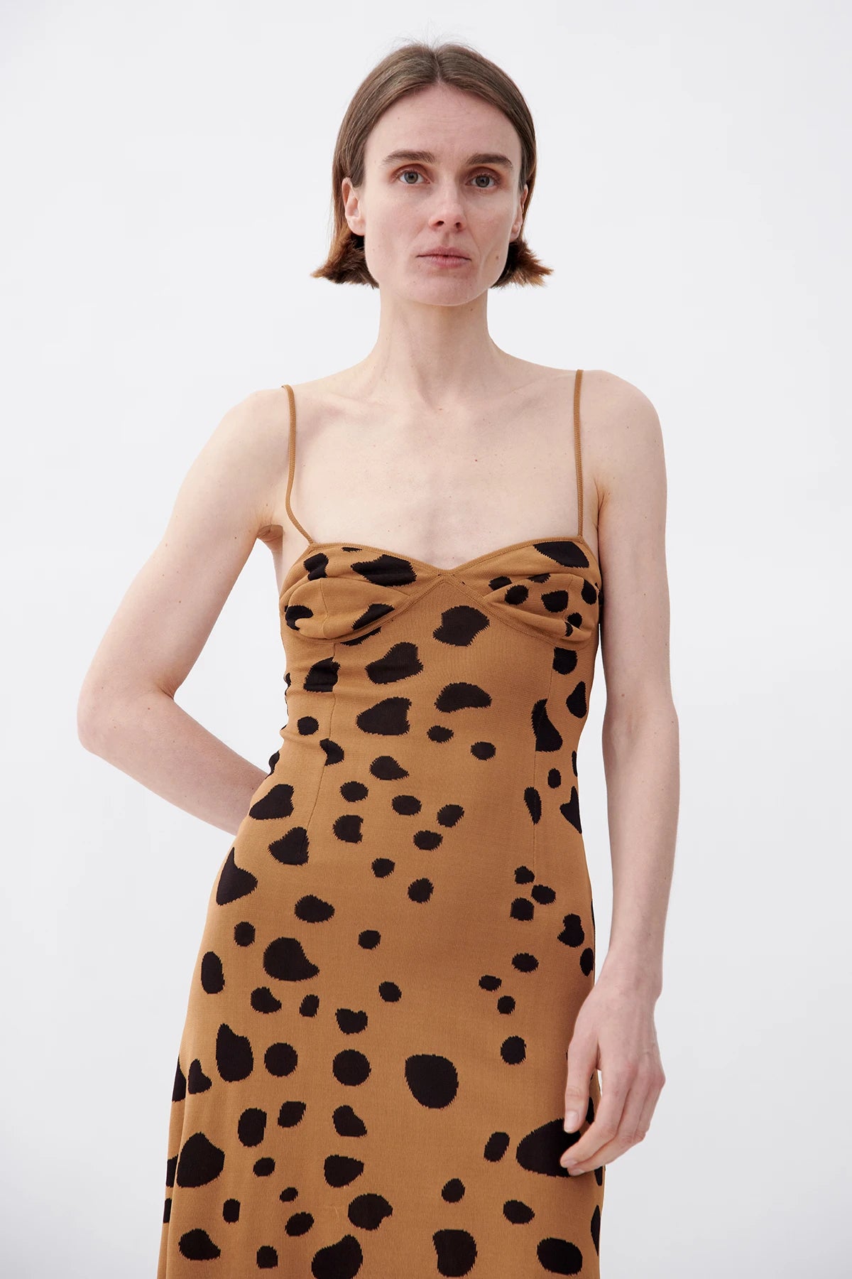 Linda Knitted Dress Caramello and Moca