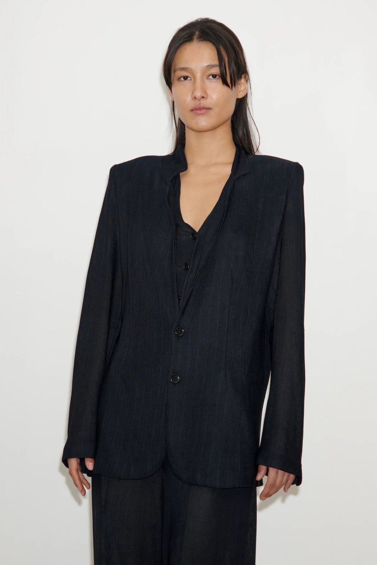 Marlene Knitted Jacket Gessato Navy and Nero