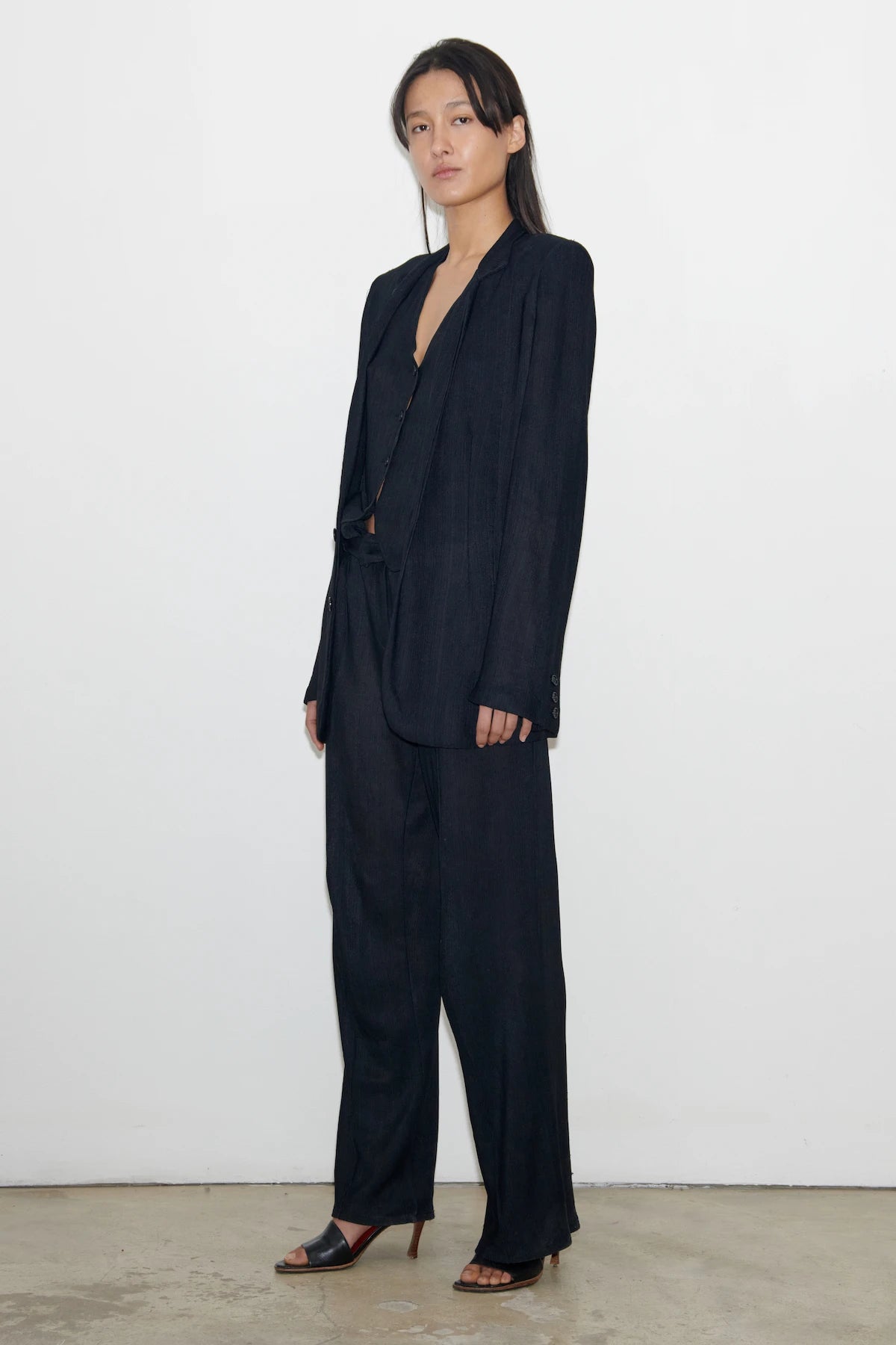 Marlene Knitted Jacket Gessato Navy and Nero