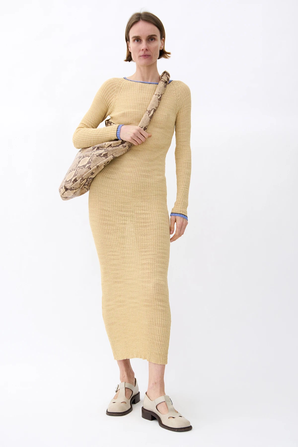 Nine Knitted Dress Crema and Celeste