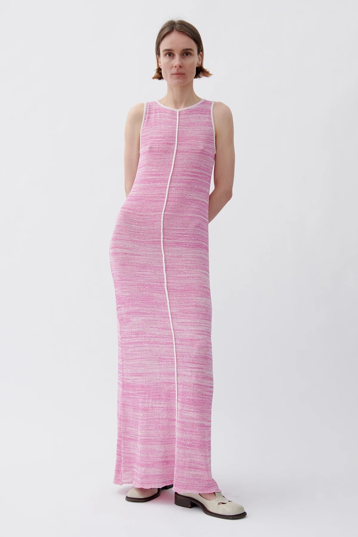 Noa Knitted Dress Rosa and Bianco