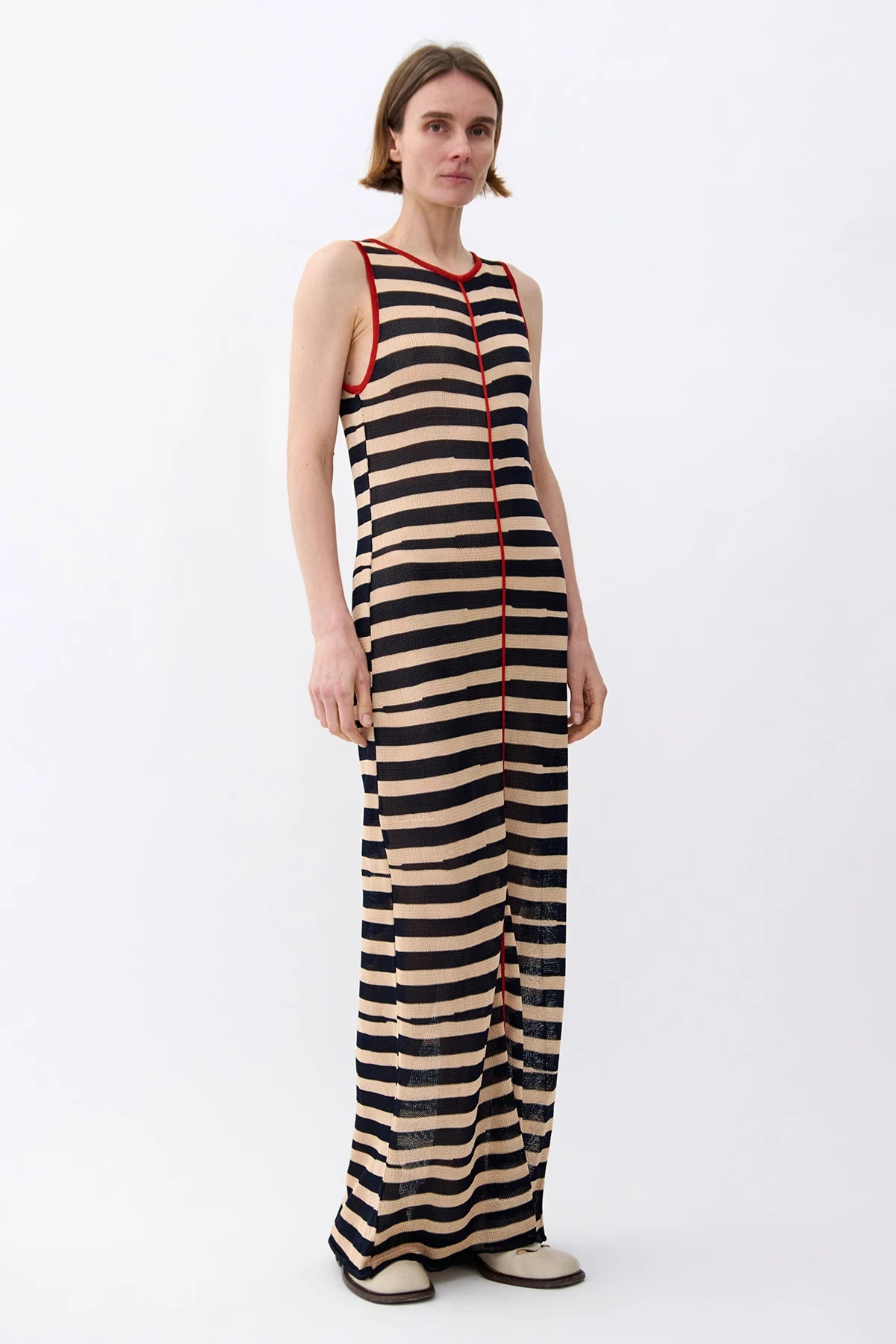 Noa Knitted Dress Striped Panna and Moca