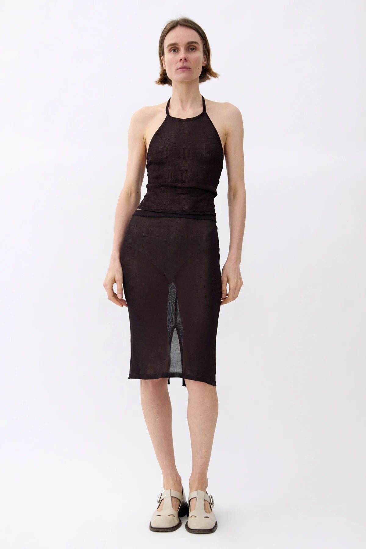 Pia Knitted Top Moka and Nero
