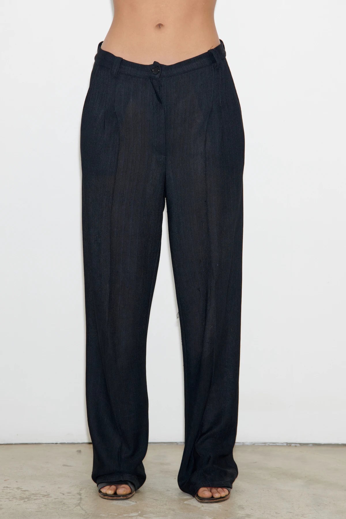 Poldo Knitted Pants Gessato Navy and Nero