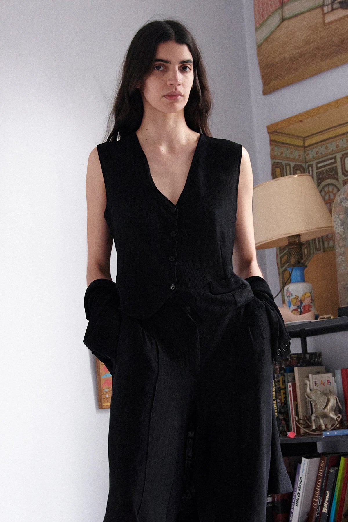 Robin Knitted Gilet Gessato Navy and Nero