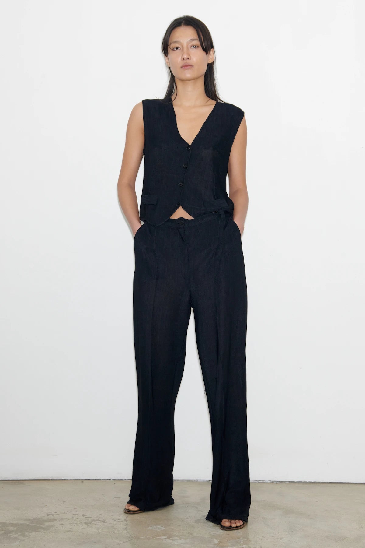 Robin Knitted Gilet Gessato Navy and Nero