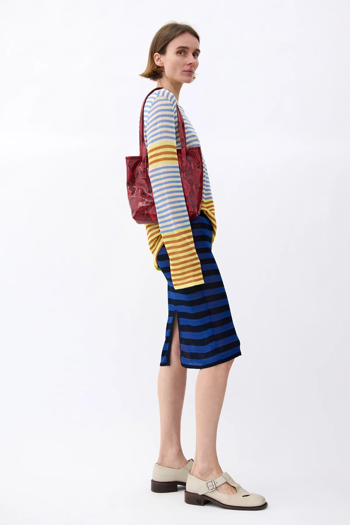 Sisto Knitted Top Striped Giallo and Blu