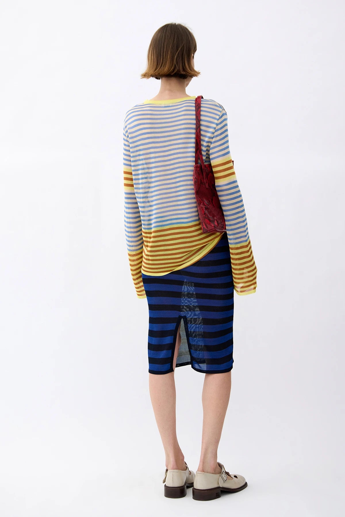 Sisto Knitted Top Striped Giallo and Blu