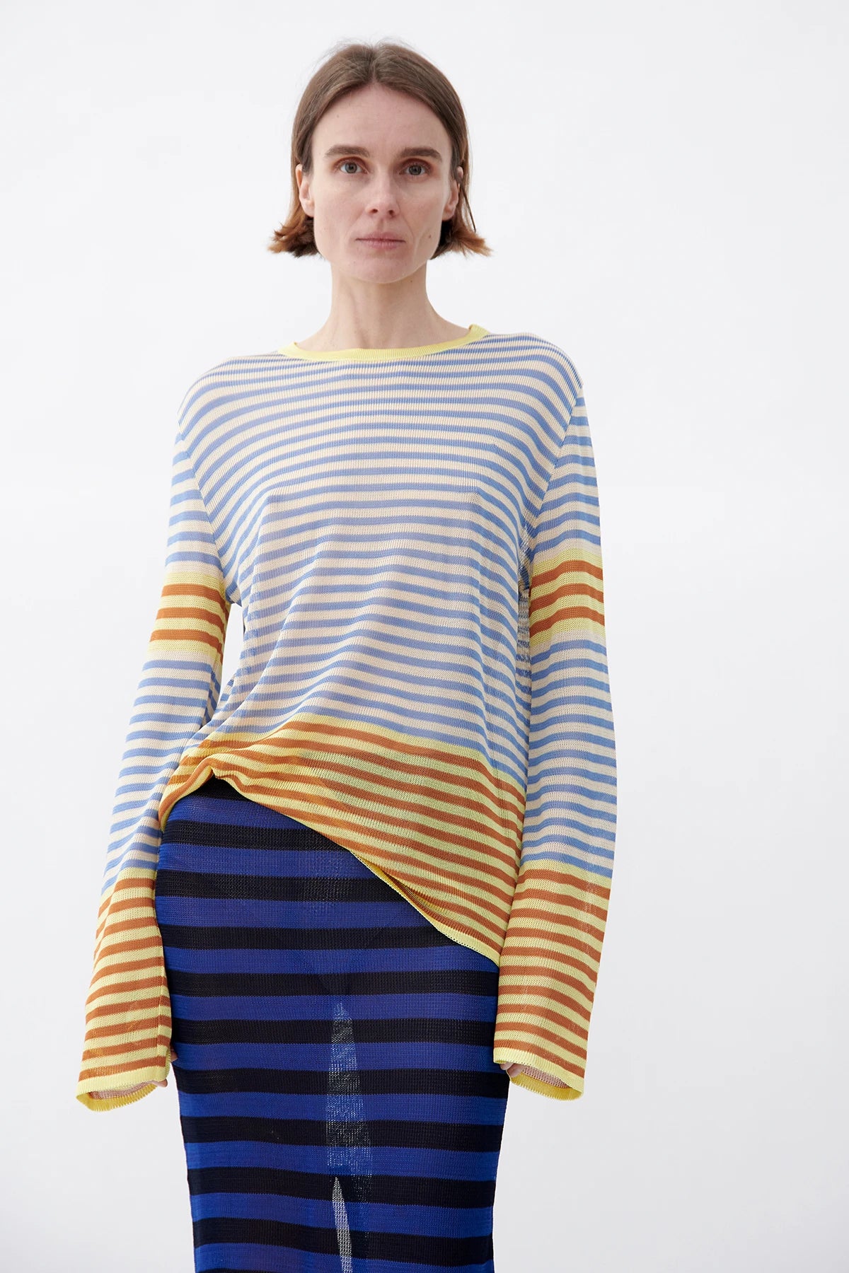 Sisto Knitted Top Striped Giallo and Blu