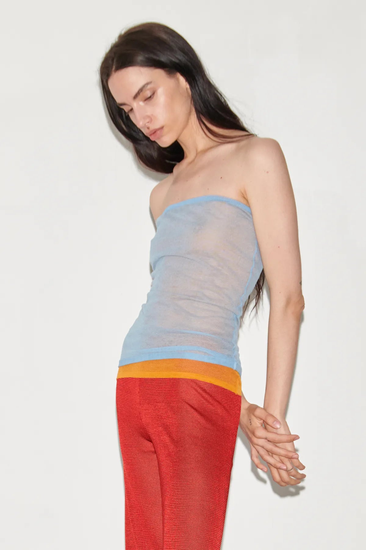 Bennie Reversible Knitted Top Celeste and Arancio