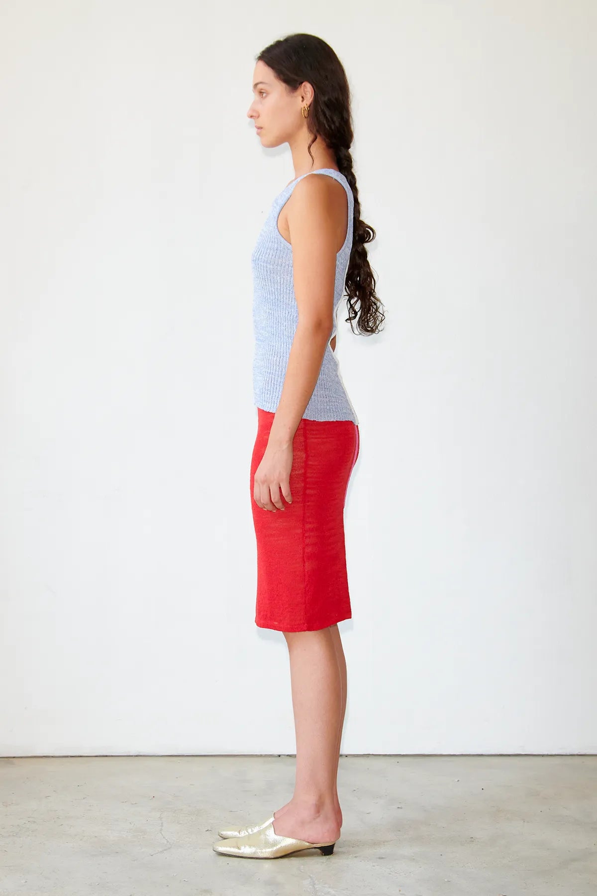 Cinzia Knitted Skirt Rosso and Rosa