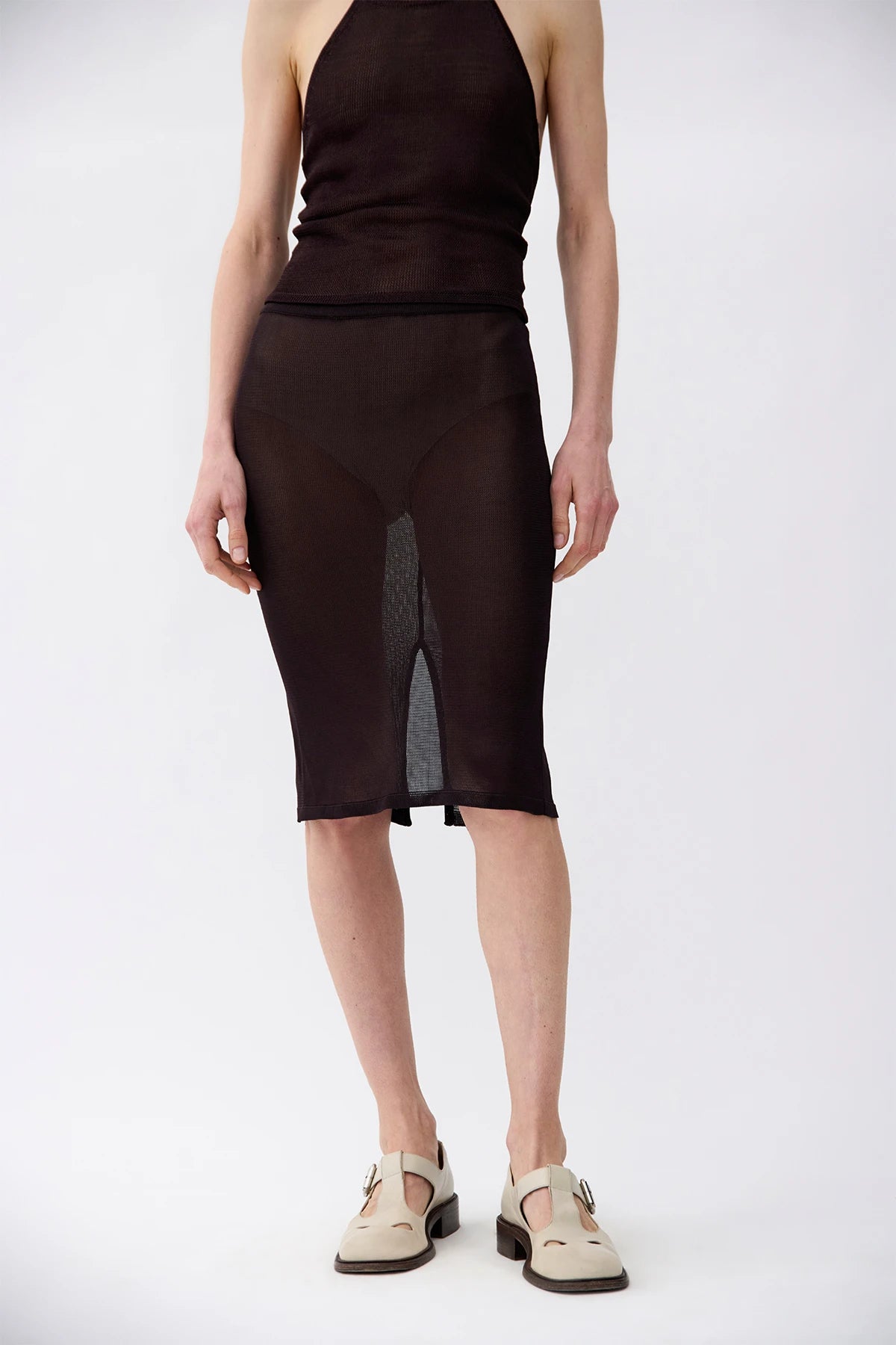 Cinzia Knitted Skirt Moca and Nero