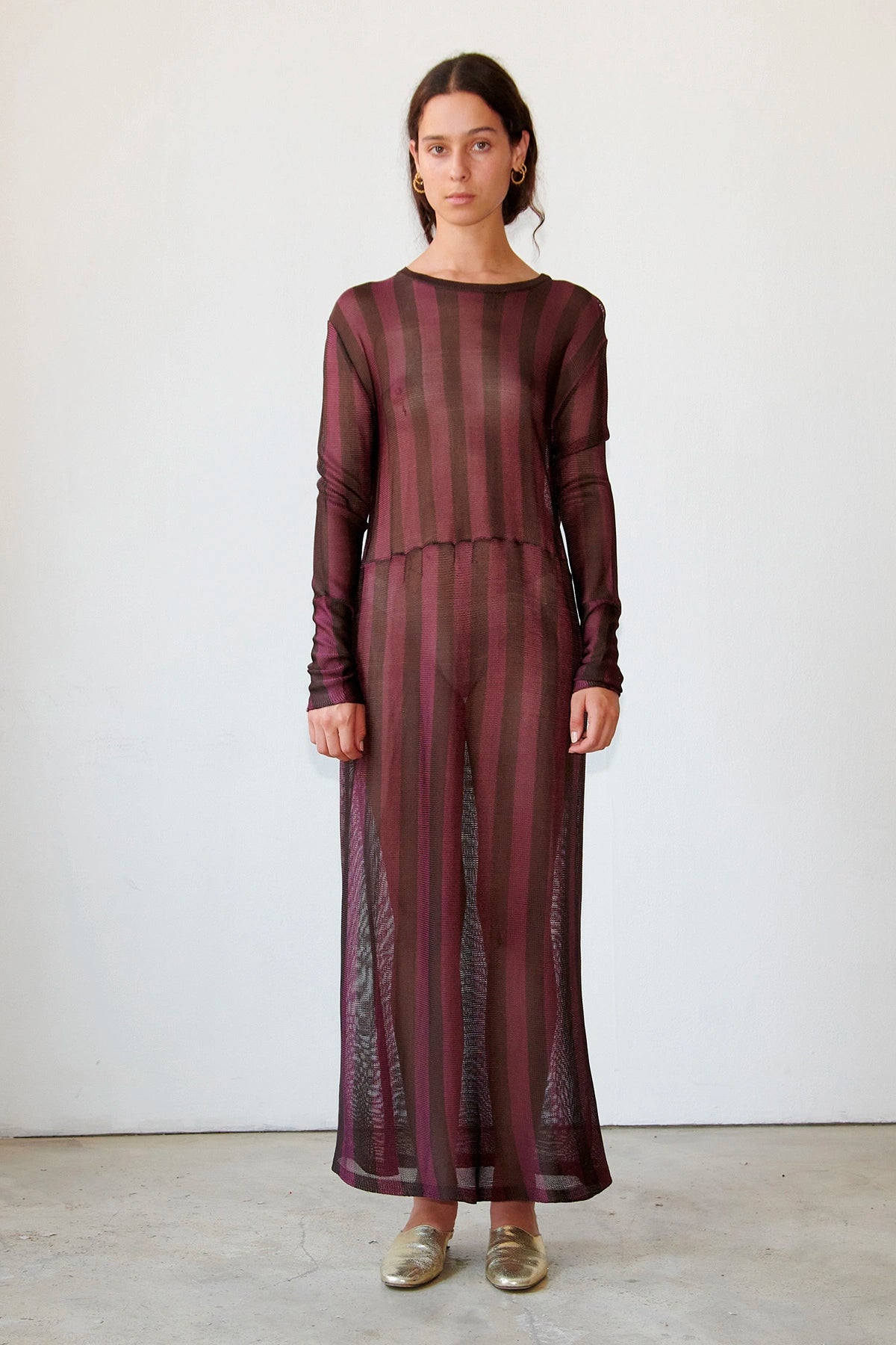 Corto Knitted Dress Striped Melanzana and Moca