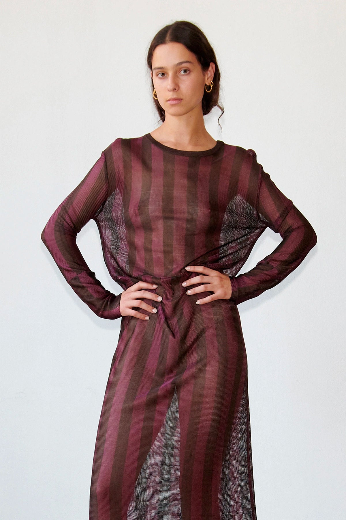 Corto Knitted Dress Striped Melanzana and Moca
