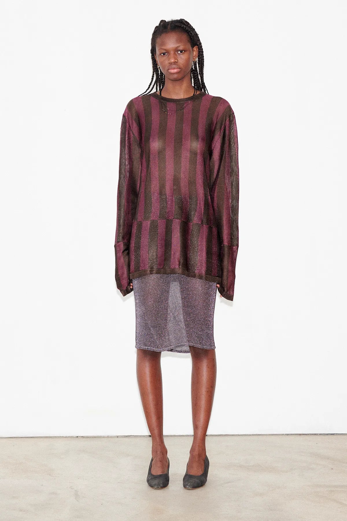 Corto Knitted Top Striped Melanzana and Moca